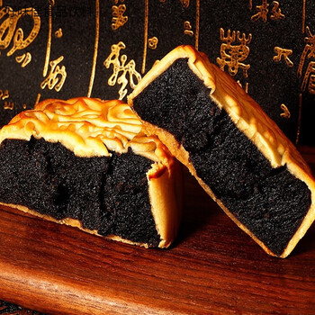 纯黑豆沙馅月饼传统老式糕点广式大个中秋节广东特产 增皇纯黑豆沙