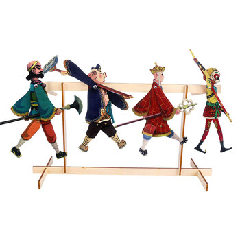 儿童皮影戏木制西游记人物道具人偶孙悟空幼儿园手工diy手动玩具 师徒