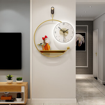 美世达钟表挂钟客厅挂表家用网红创意轻奢装饰表餐厅挂墙时钟 带灯