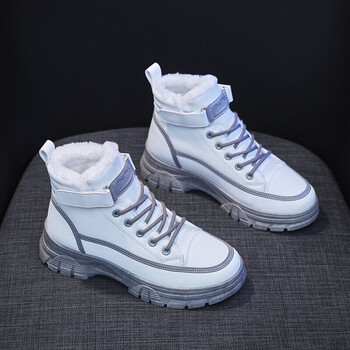 高中生马丁靴女加绒加厚款初中生冬季新款棉鞋少女生冬天百搭高帮鞋子