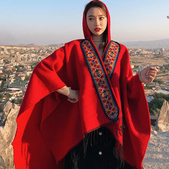 固质服饰配件藏式披肩新款民族风披肩斗篷秋冬加厚保暖西藏仿仿羊绒