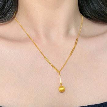 欧颜999足金项链女士新款5g黄金有求必应吊坠锁骨链生日礼物送女朋友