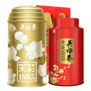 中华老字号吴裕泰茉莉花茶茉莉贡毫茉莉1887金罐180g组合