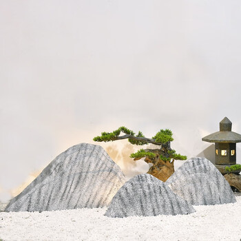 日式雪浪石切片组合造景庭院枯山水景观石头软装摆件园林假山预售款