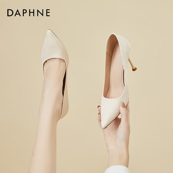 达芙妮daphne高跟鞋女细跟婚鞋春季2023新款仙女风尖头浅口宴会工作