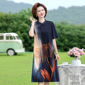 服饰内衣>女装>连衣裙>恒源祥>恒源祥真丝连衣裙女夏装改良旗袍洋气