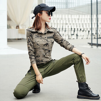 长袖迷彩上衣 黑色裤子一套(加腰带) m