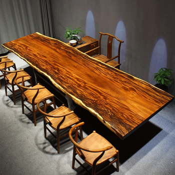 木连林荣南美胡桃木大板茶桌原木整板茶台实木老板办公桌简约新中式