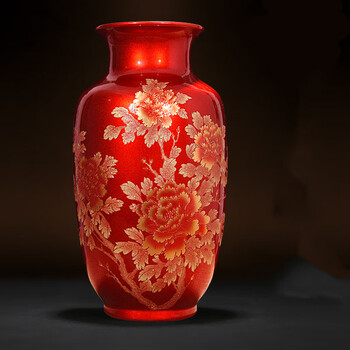 智星辉 景德镇陶瓷器牡丹花瓶粉彩新中式家居客厅电视柜摆件酒柜装饰