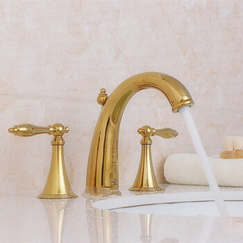 科勒水龙头k8670t芬尼奥8寸三孔分体黑金色台面盆洗脸盆冷热全铜4maf