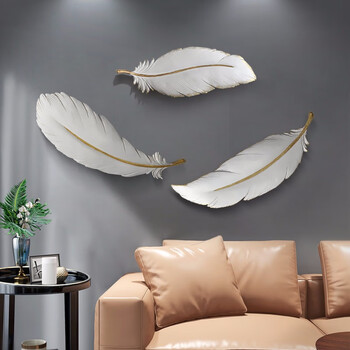 棕榈树北欧羽毛壁挂玄关墙面装饰品餐厅卧室创意挂件客厅电视背景墙