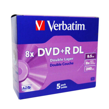 威宝verbatim 原装行货 台产 8.5g dvd+r dl 空白刻录光盘 8g大容量dvd碟片单片盒装 单面双层刻录盘 单片装5张