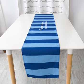 地中海桌旗布茶几桌旗餐桌桌旗桌布桌旗防水防烫加厚棉麻桌旗蓝色 zq