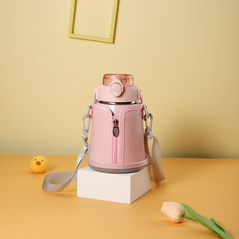 赞老板新款网红大肚杯仿真皮杯套保温杯皮套可爱卡通水杯斜跨杯套