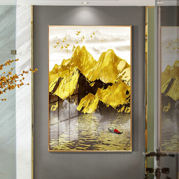 欧影玄关挂画客厅装饰画壁画现代简约沙发背景墙晶瓷画 金山富水 60*