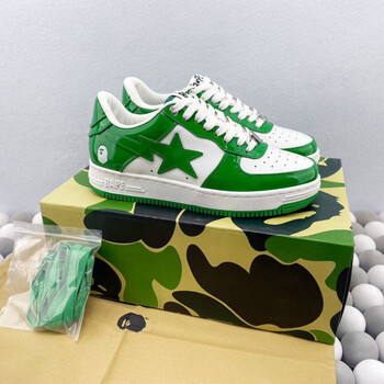 bape:sta鞋子扭曲猿人星星鞋百搭休闲板鞋街头真皮休闲鞋 bape扭曲-白