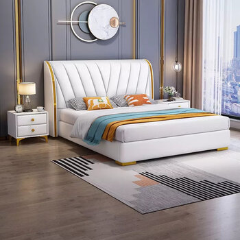 卢米欧(lumiou)双人床现代轻奢风床皮床主卧双人床软包婚床轻奢极简皮