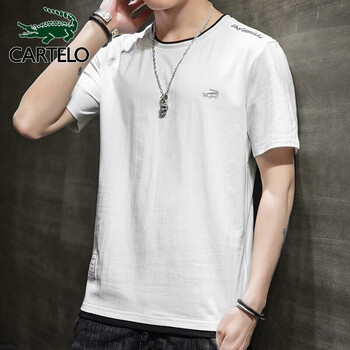 卡帝乐鳄鱼cartelo短袖t恤男2022夏季韩版潮流半袖男士t恤圆领打底衫
