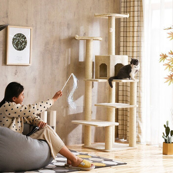贝尼宠猫爬架006 贝尼宠猫爬架大型稳定性好耐抓宠物猫架子剑麻猫玩具 六层168cm 特大窝稳固三级跳板猫爬架 行情报价价格评测 京东