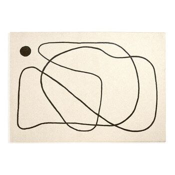 悠画现代简约白色客厅地毯卧室北欧床边毯极简风线条家用奶油风吹拂