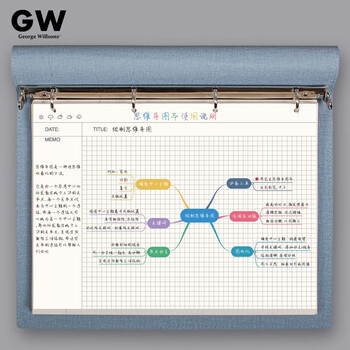 思维导图笔记本子活页可拆卸网格本软皮活页本简约ins大学生考研学习读书记事本摘抄记录本可印logo A4蓝色-思维导图