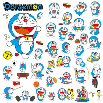 欣沁动漫卡通箱贴防水无痕贴纸汽车滑板个性贴a4纸哆啦a梦4张