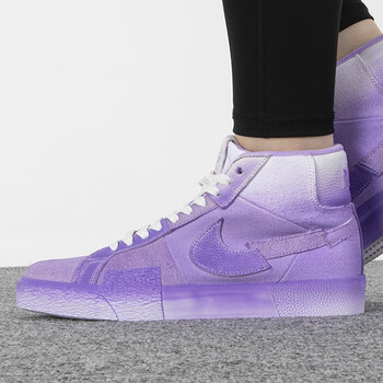 nike)高帮板鞋耐磨滑板鞋秋季新款男鞋开拓者休闲鞋潮blazer 紫色/dr