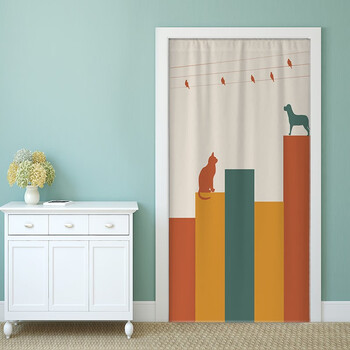 映容布艺门帘隔断帘免打孔遮挡空调挡风挂帘加厚长门帘房间装饰印花