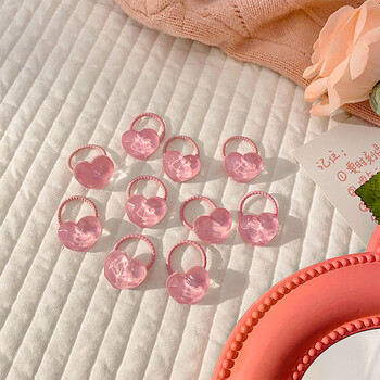 小女孩公主粉色花朵头绳韩国儿童宝宝甜美皮筋发圈发饰1爱心琉璃透色