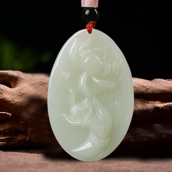 珍韵缘和田玉吊坠手持莲花玉坠男女玉石挂件玉牌伸手来财玉佩伸手来财