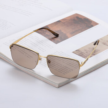 水晶石眼镜东海老石头太阳镜清凉护目司机半框钛架大号 浅茶色镜片