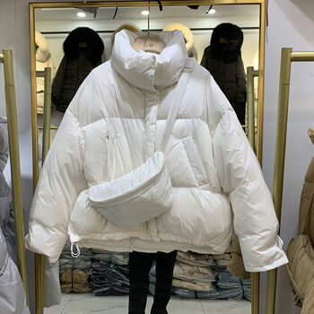 款学生小个子立领加厚外套韩版宽松面包服s85125斤fgacct白色s85125斤