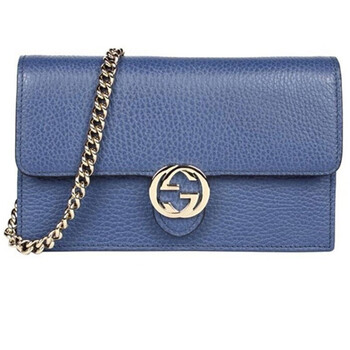 古驰女包woc单肩包斜挎链条包经典双glogo送礼情人节礼物4231蓝色