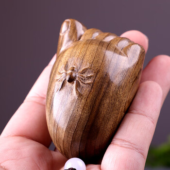 秋痕 金丝楠木雕手把件阴沉木手把件知足常乐挂件整料雕刻木雕文玩把