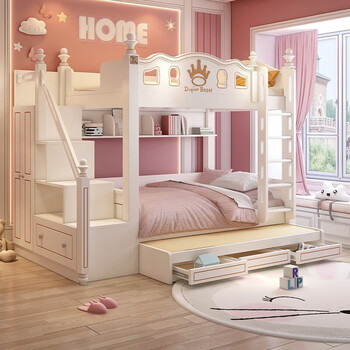 儿童床上下床上下铺床平行同宽高低子母床男孩女孩小户型多功能 高低
