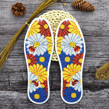 十字绣鞋垫2022新款十字绣鞋垫自己绣半成品菊花手工绣花七层印花布