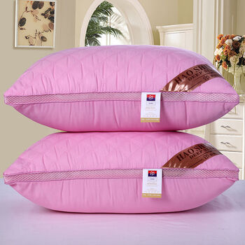 枕芯一对装可水洗颈椎保护枕头单人酒店枕头芯家用立体粉色高枕4874