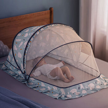 花千紫婴儿蚊帐罩蒙古包蚊帐可折叠全罩式蚊帐儿童小床蚊帐ll8 多彩