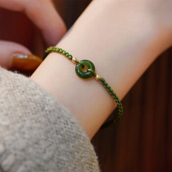 简弗和田玉碧玉平安扣手链编绳高级感小众轻奢百搭新年送女友生日礼物