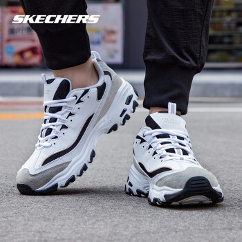 skechers斯凱奇男鞋情侶休閒鞋夏季熊貓鞋金屬風厚底老爹鞋運動鞋男