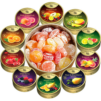 4款铁盒】热带水果 橙味 黑莓雪梨 草莓夹心