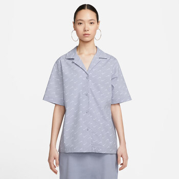 nike耐克女子梭织短袖上衣夏新款t恤宽松运动轻便dv7931519薄雾灰蓝