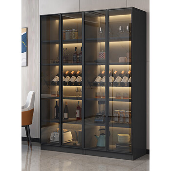 新款酒柜现代意式轻奢玻璃门客厅展示柜家用餐边柜靠墙简约酒 三层 60