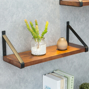 埃尔岚墙上置物架实木隔板一字搁板书架层板客厅装饰厨房收纳架壁挂