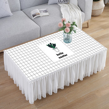 长条茶几台布茶几桌布蕾丝长方形客厅家用防尘垫电视柜盖巾布艺全包