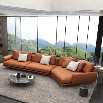 绿林咖新款北欧皮沙发客厅现代简约大小户型皮艺沙发真皮异形沙发双人
