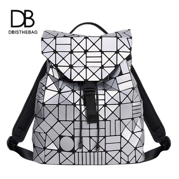 台湾db双肩包女春夏新款时尚ins格子双肩包大容量韩版菱格几何旅行大背包银色 图片价格品牌报价 京东