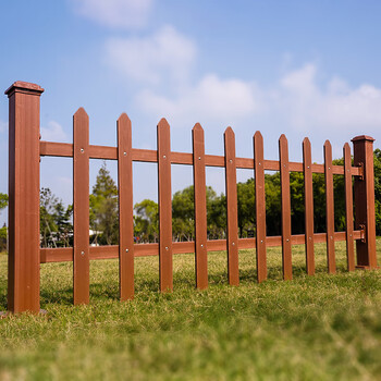 pvc仿木护栏栅栏塑钢草坪院子围墙花园庭院花坛市政塑木篱笆围栏棕色