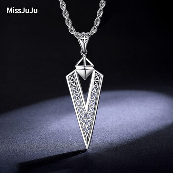miss juju 男士铂金吊坠镂空三角形挂坠pt950白金吊坠挂件个性坠子