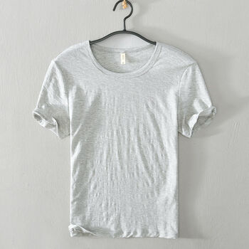 歌世爵竹节棉短袖t恤男士休闲圆领纯色体恤衫百搭汗衫夏 灰色 xxxl